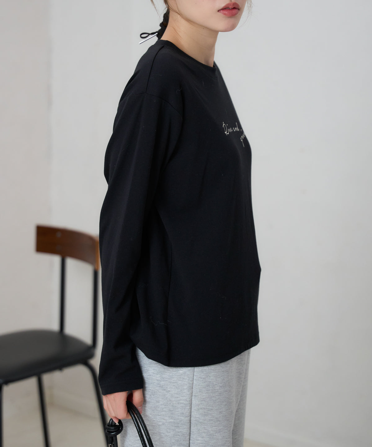 手描き風ロゴ 長袖Tシャツ / スーパーストレッチ
