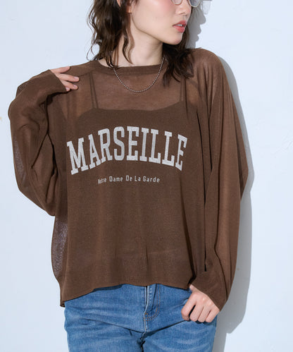 ロゴプリントシアーニット