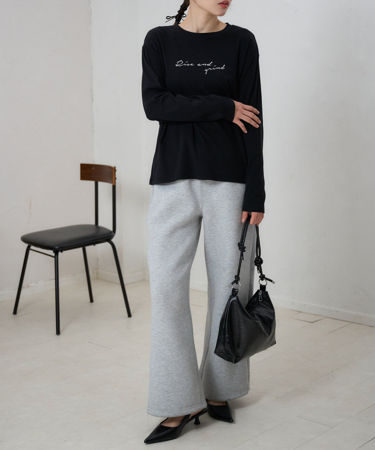 手描き風ロゴ 長袖Tシャツ / スーパーストレッチ