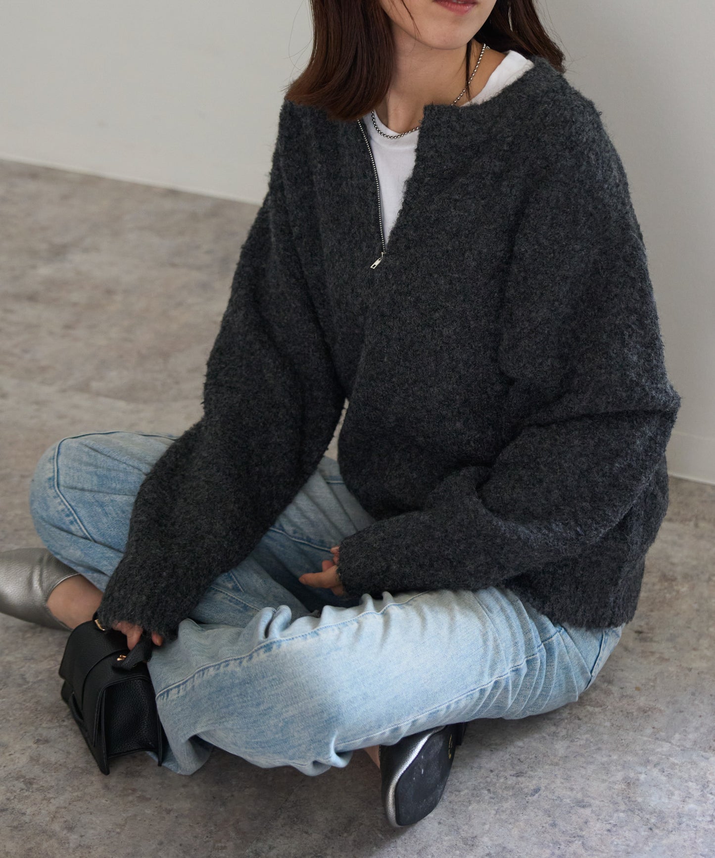 ジップアップニット