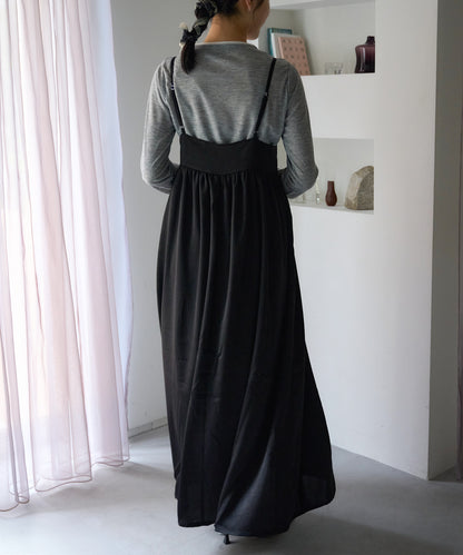 ワッシャーサテンギャザーキャミワンピース