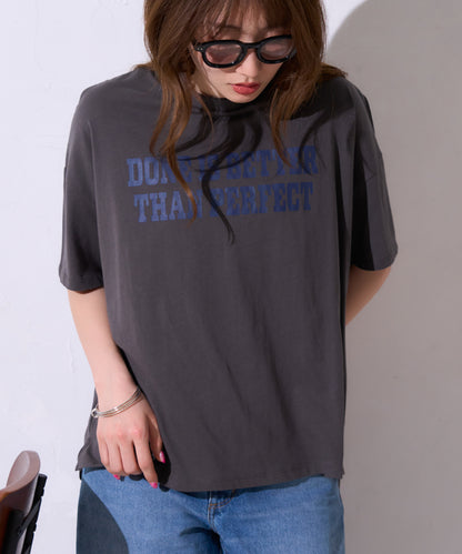 サイロコットン 前後差5分袖ロゴTシャツ