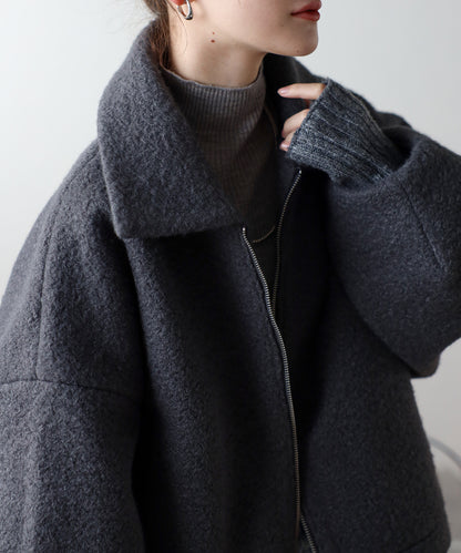 ショート丈 ボリュームスリーブ ボアジャケット