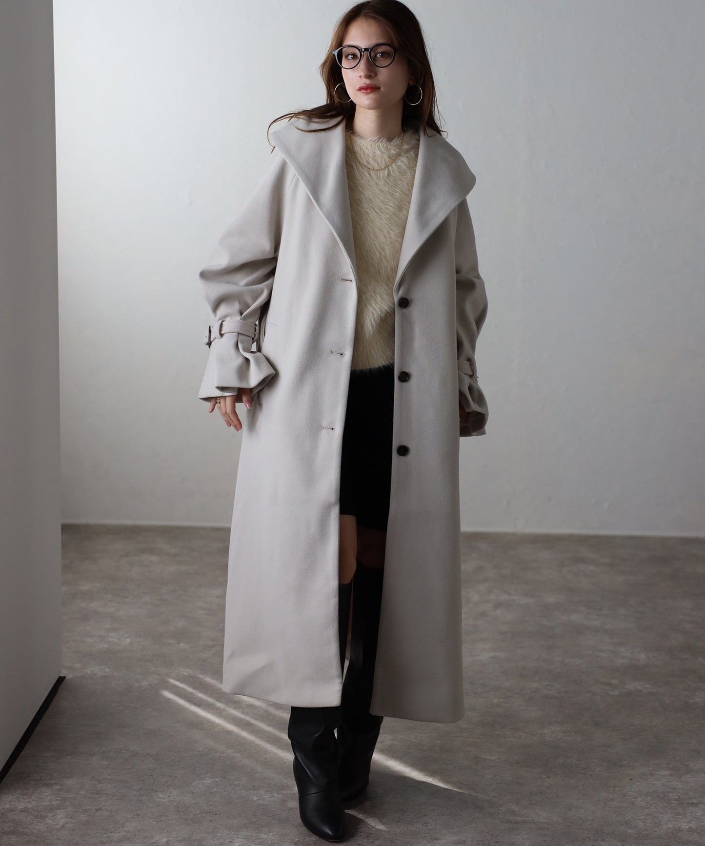 ボリュームタックスリーブコート