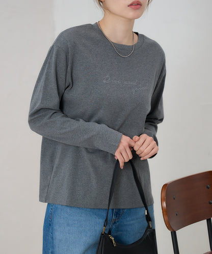 手描き風ロゴ 長袖Tシャツ / スーパーストレッチ