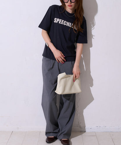 サイロコットン ロゴプリント5分袖Tシャツ