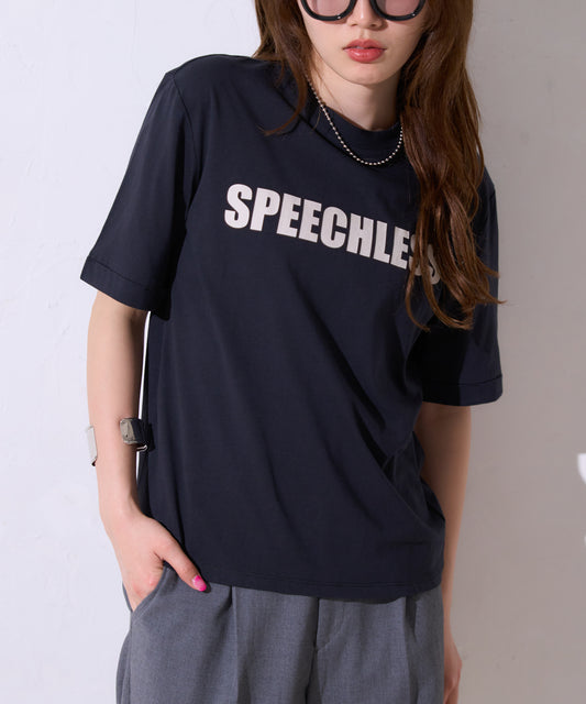 サイロコットン ロゴプリント5分袖Tシャツ