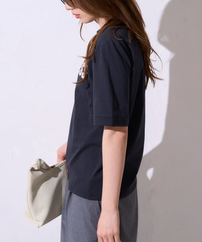 サイロコットン ロゴプリント5分袖Tシャツ