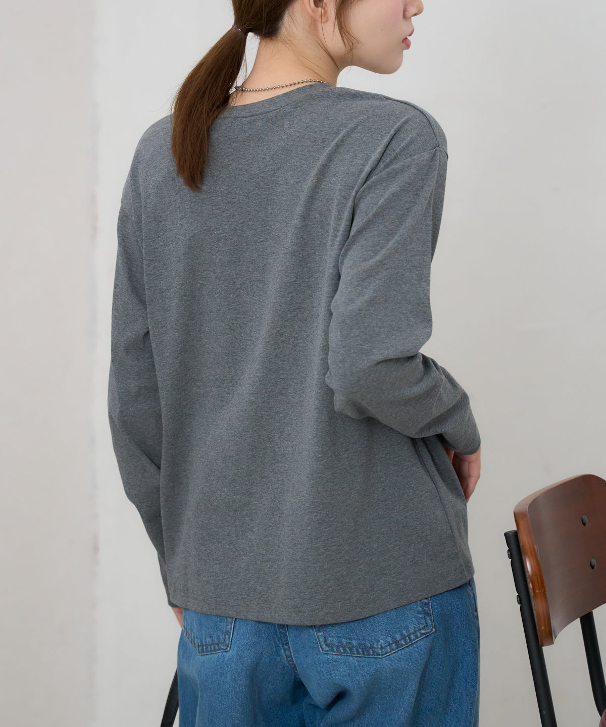 手描き風ロゴ 長袖Tシャツ / スーパーストレッチ