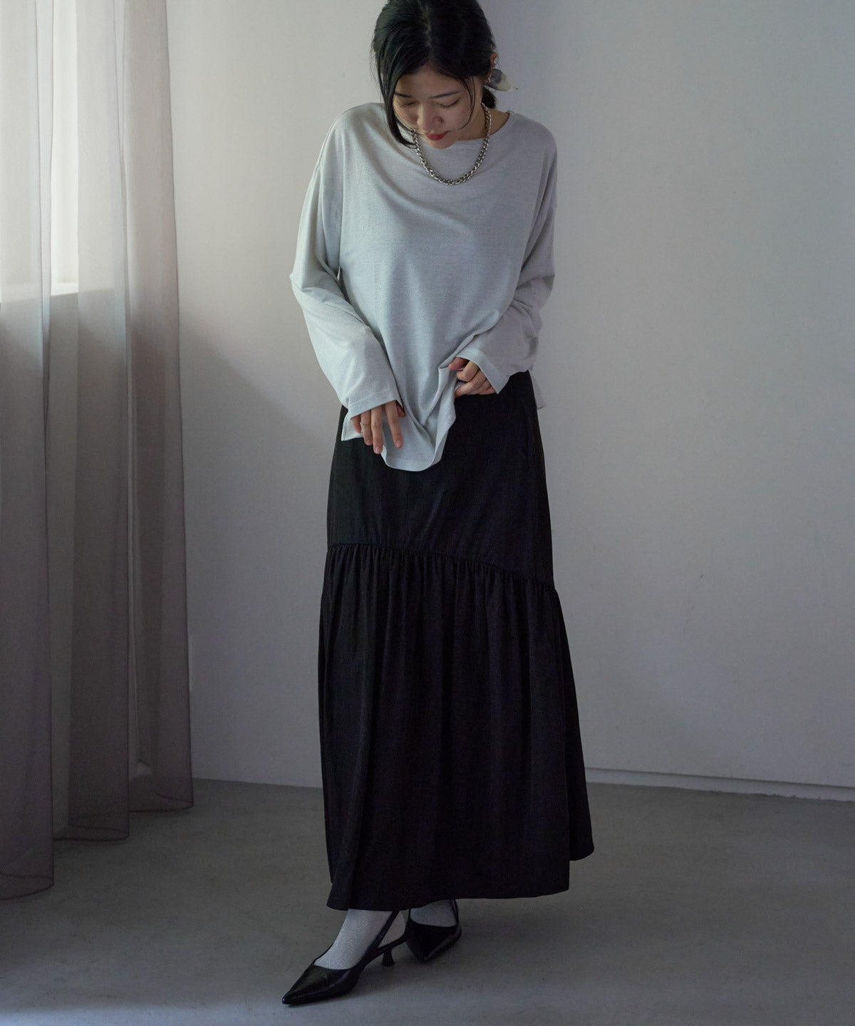 ラウンドギャザーロングスカート