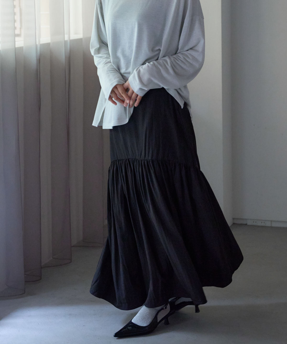 ラウンドギャザーロングスカート