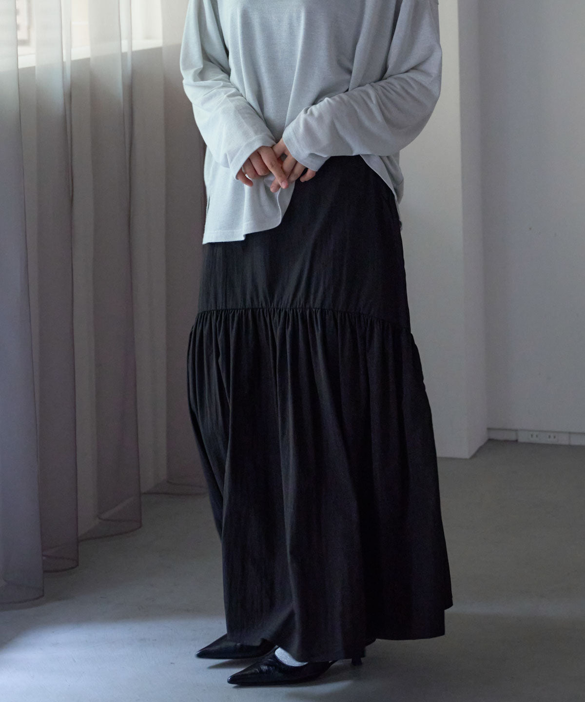 ラウンドギャザーロングスカート