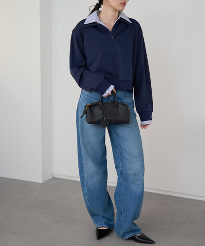 シャツレイヤード風ポンチ長袖プルオーバー