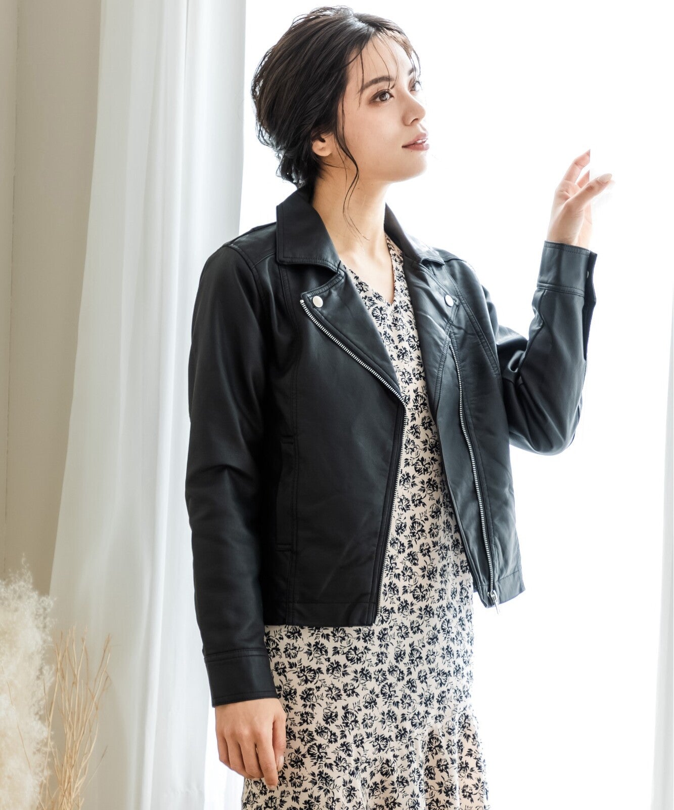 フェイクレザーライダースジャケット