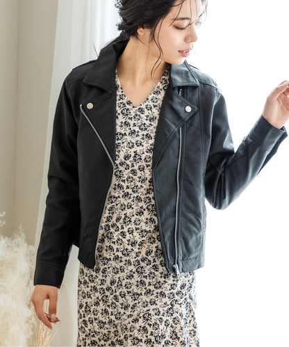 フェイクレザーライダースジャケット