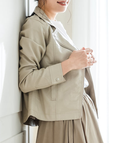 フェイクレザーライダースジャケット