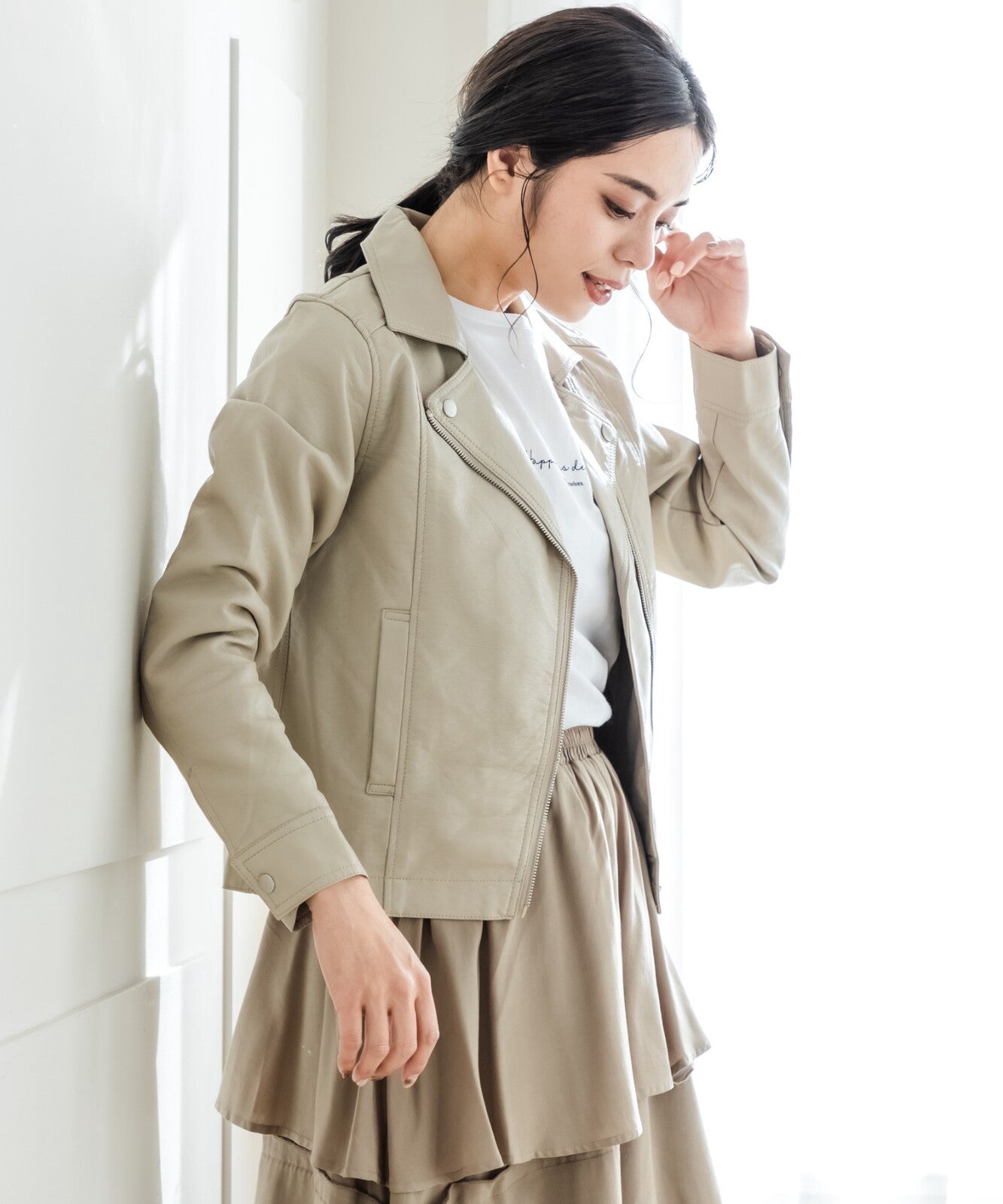 フェイクレザーライダースジャケット