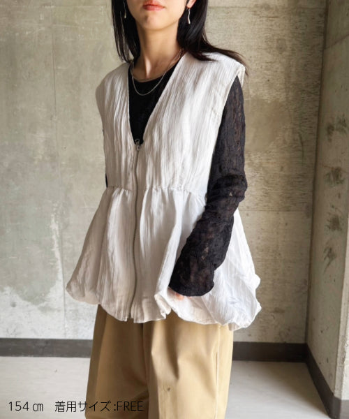 ZIPデザイン バルーンジップベスト/ジレ