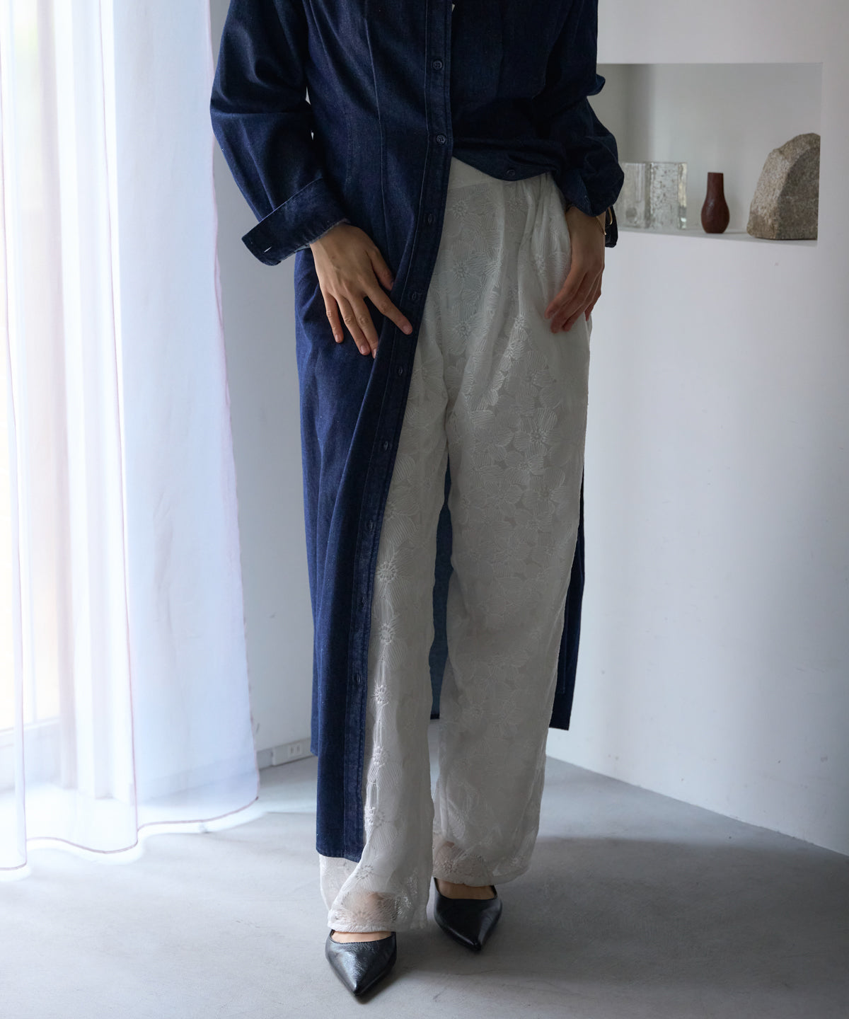 レースワイドパンツ/セットアップ対応