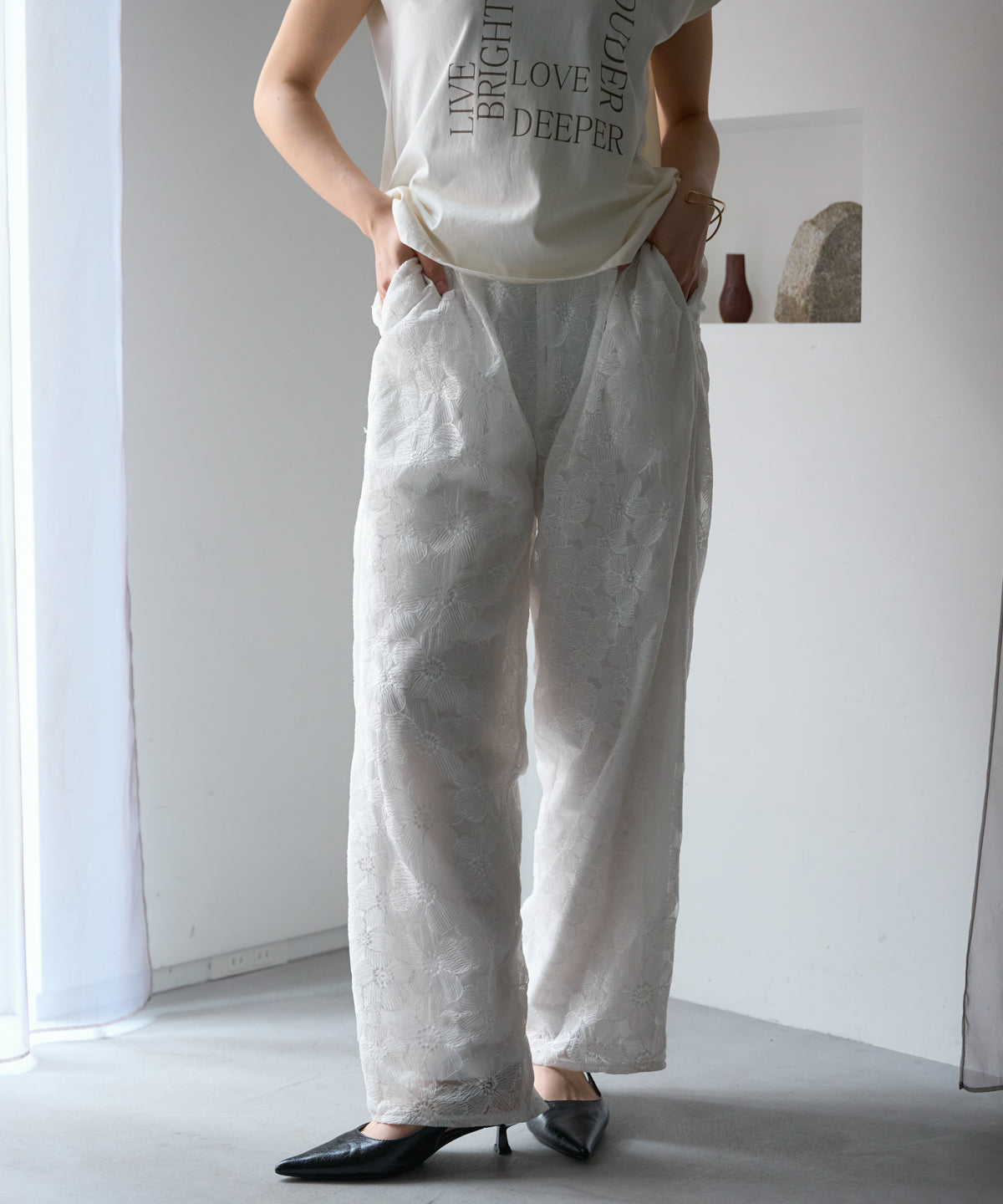 レースワイドパンツ/セットアップ対応