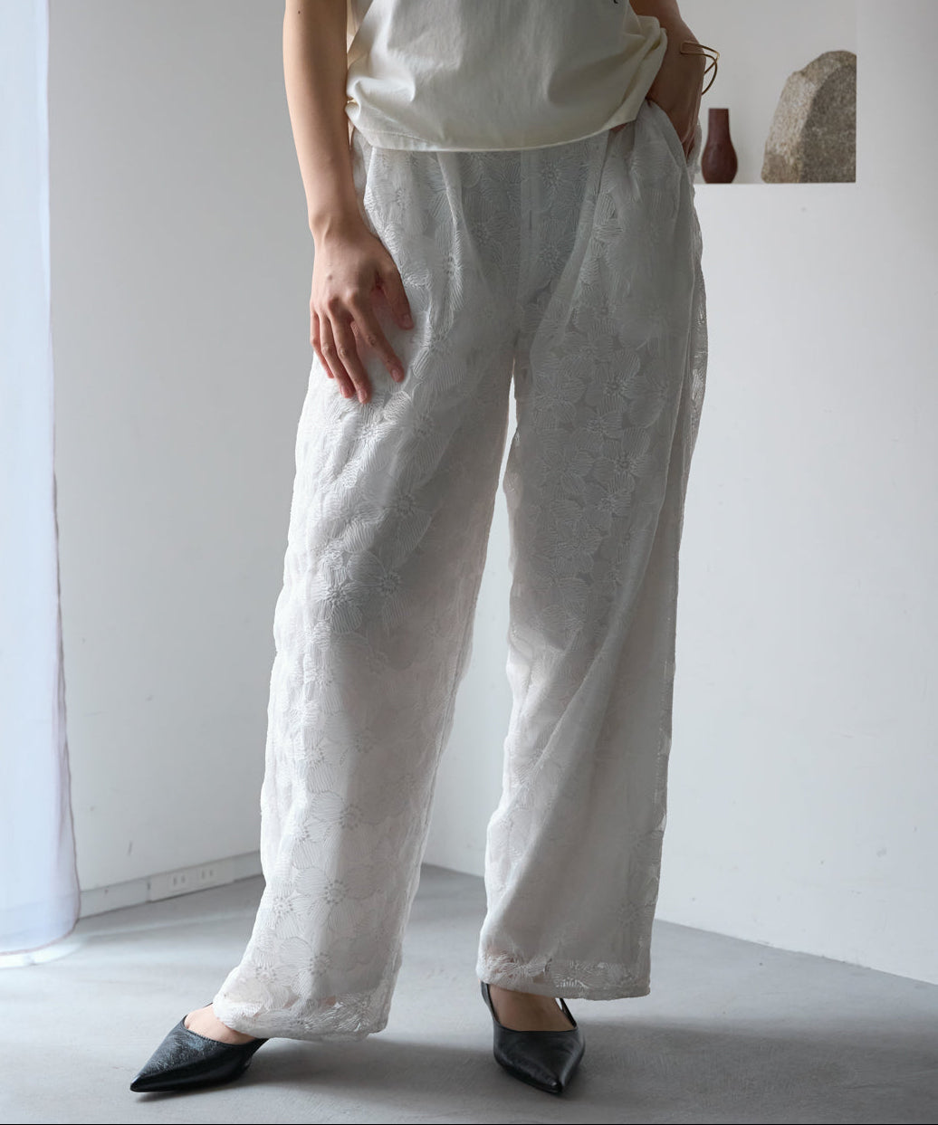 レースワイドパンツ/セットアップ対応