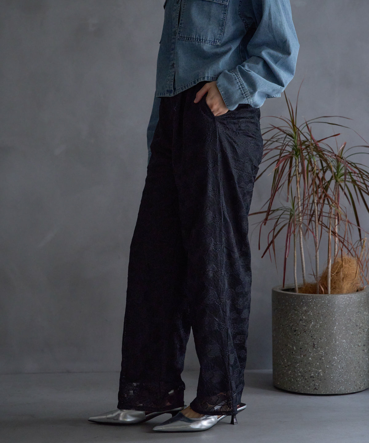 レースワイドパンツ/セットアップ対応