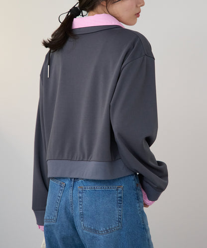 シャツレイヤード風ポンチ長袖プルオーバー