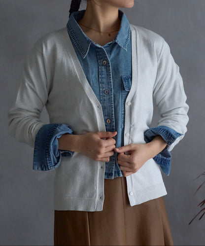 Vネックラメカーディガン