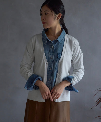 Vネックラメカーディガン