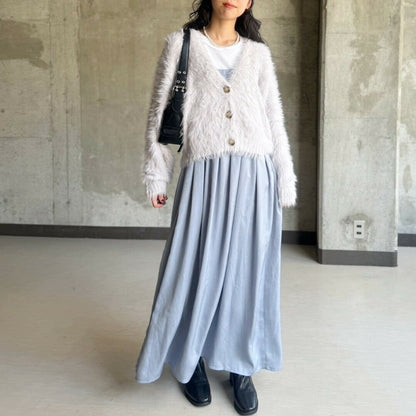 ワッシャーサテンギャザーキャミワンピース