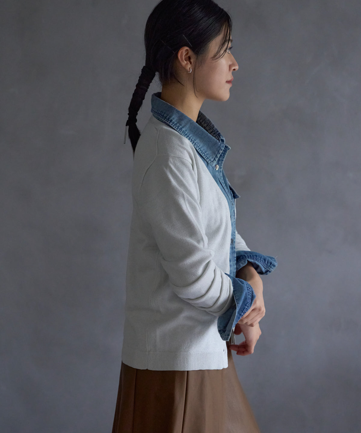 Vネックラメカーディガン