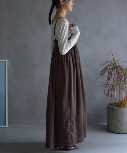 ワッシャーサテンギャザーキャミワンピース