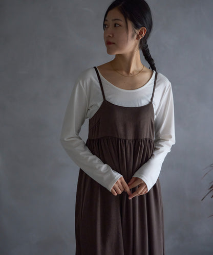 ワッシャーサテンギャザーキャミワンピース