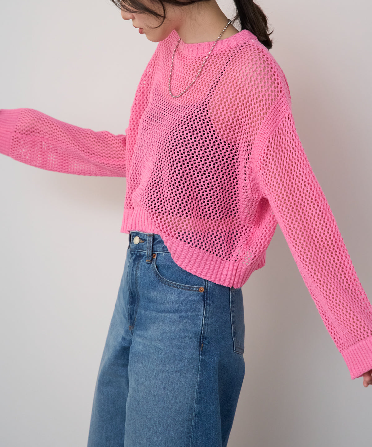 メッシュニットプルオーバー