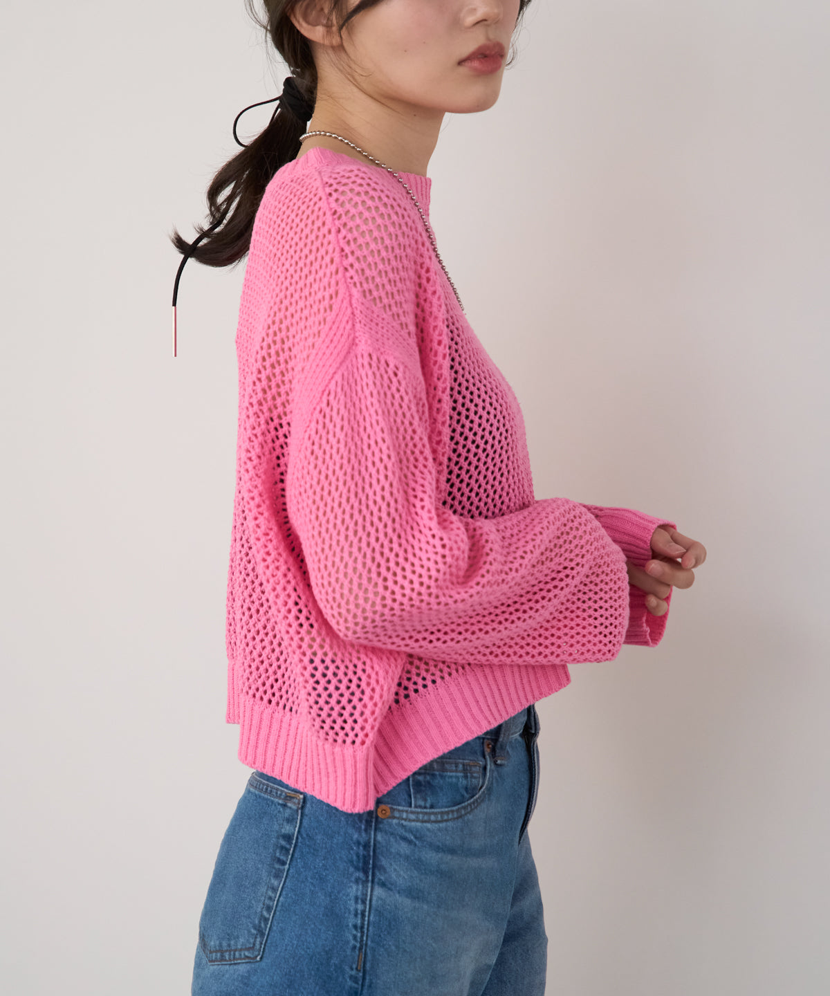 メッシュニットプルオーバー