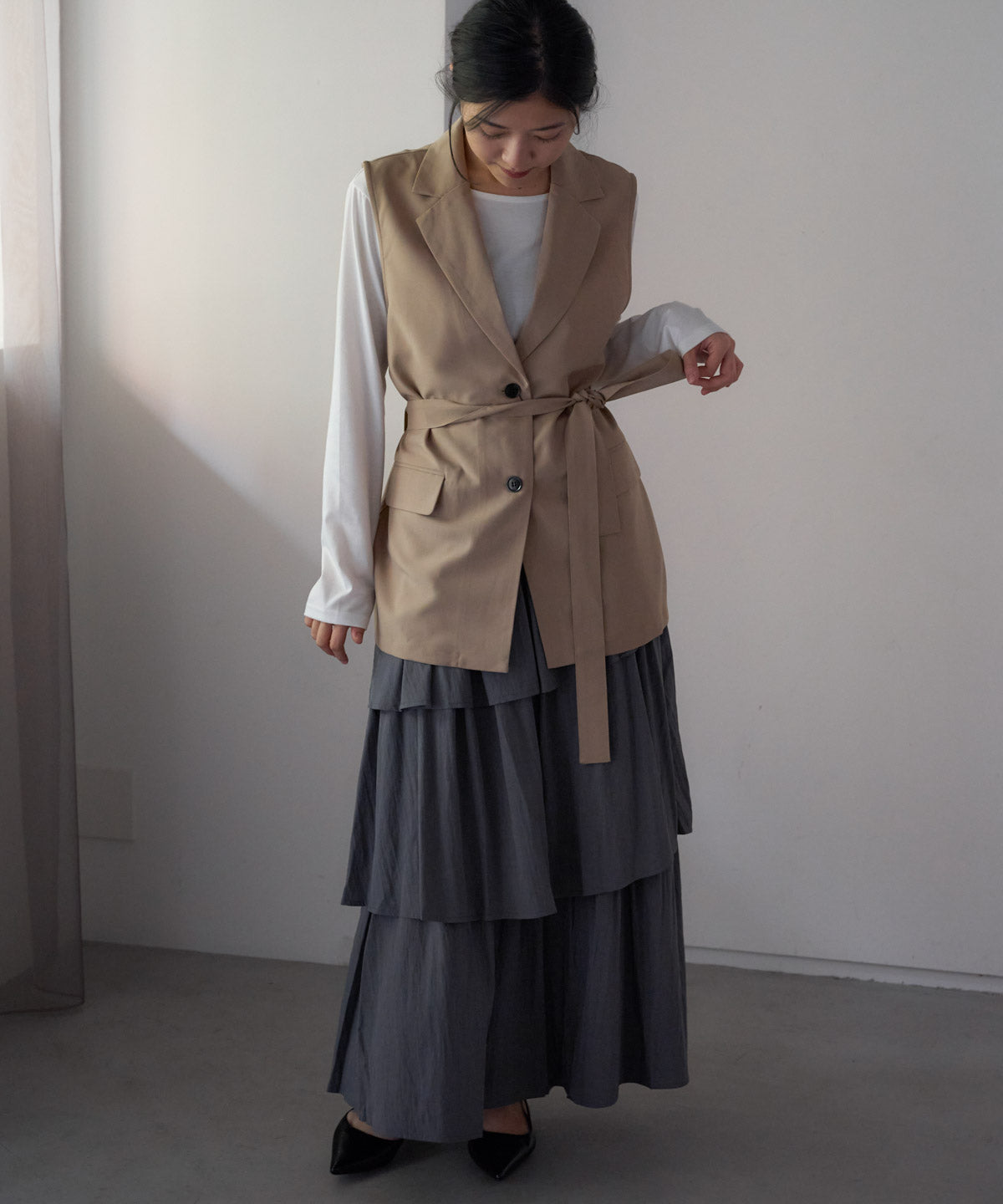 ベルト付きジレ/セットアップ対応