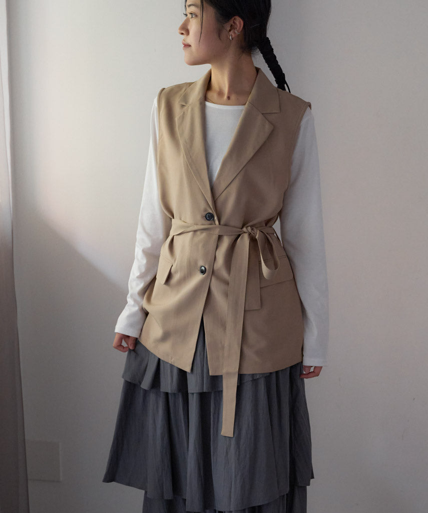 ベルト付きジレ/セットアップ対応