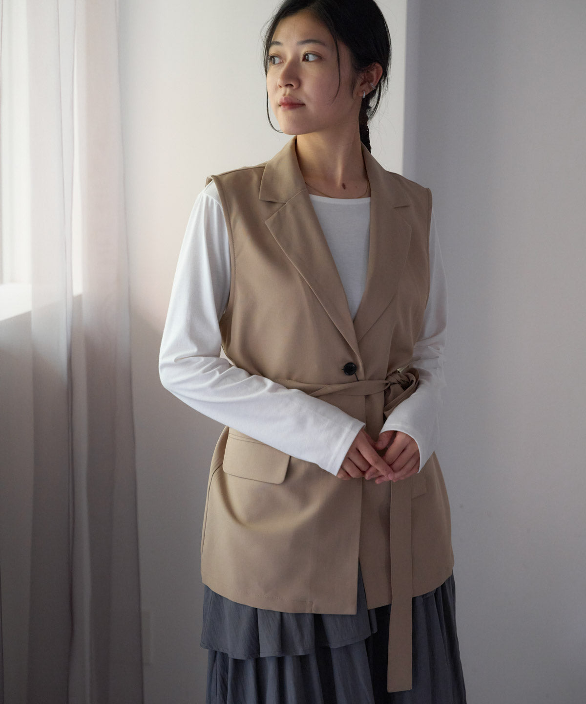 ベルト付きジレ/セットアップ対応