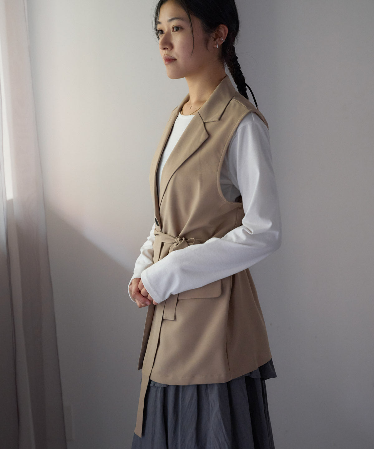 ベルト付きジレ/セットアップ対応