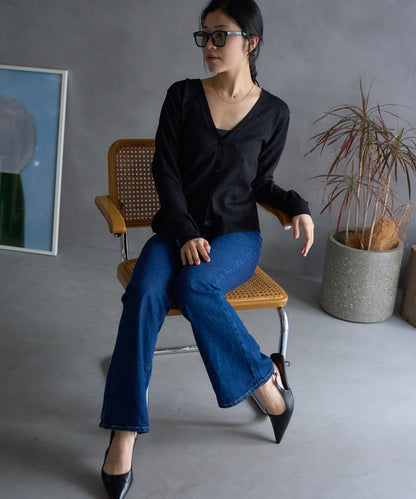 Vネックラメカーディガン