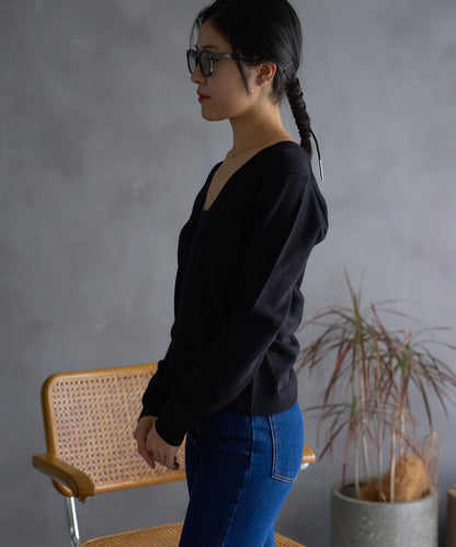 Vネックラメカーディガン