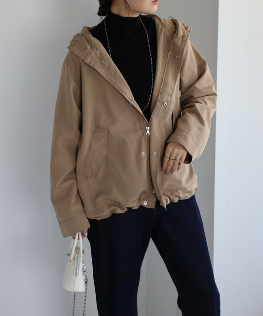 【撥水加工】ミドル丈マウンテンパーカー/フードブルゾン