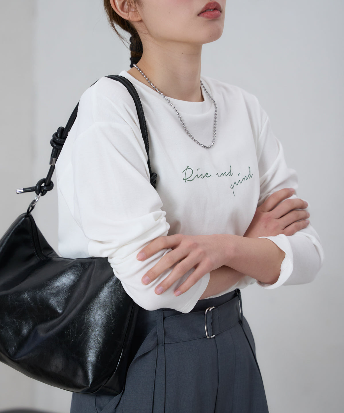 手描き風ロゴ 長袖Tシャツ / スーパーストレッチ