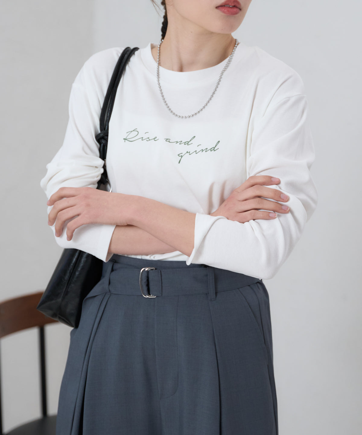 手描き風ロゴ 長袖Tシャツ / スーパーストレッチ