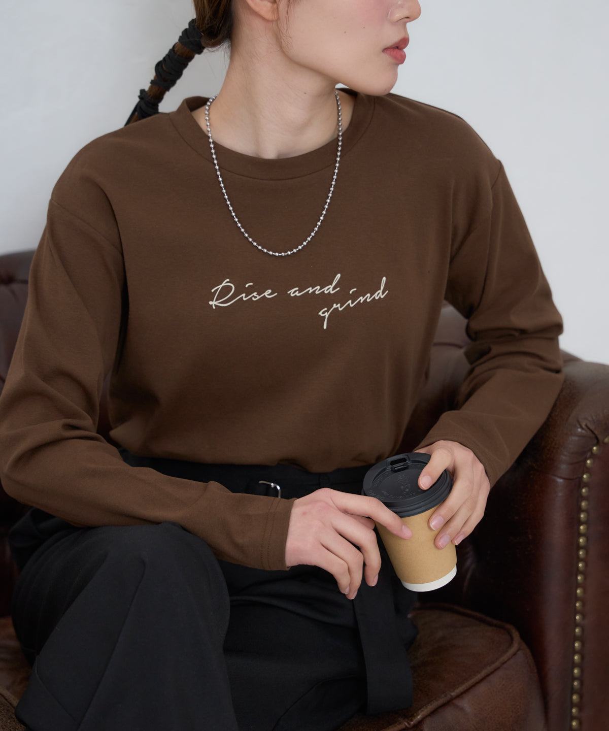 手描き風ロゴ 長袖Tシャツ / スーパーストレッチ
