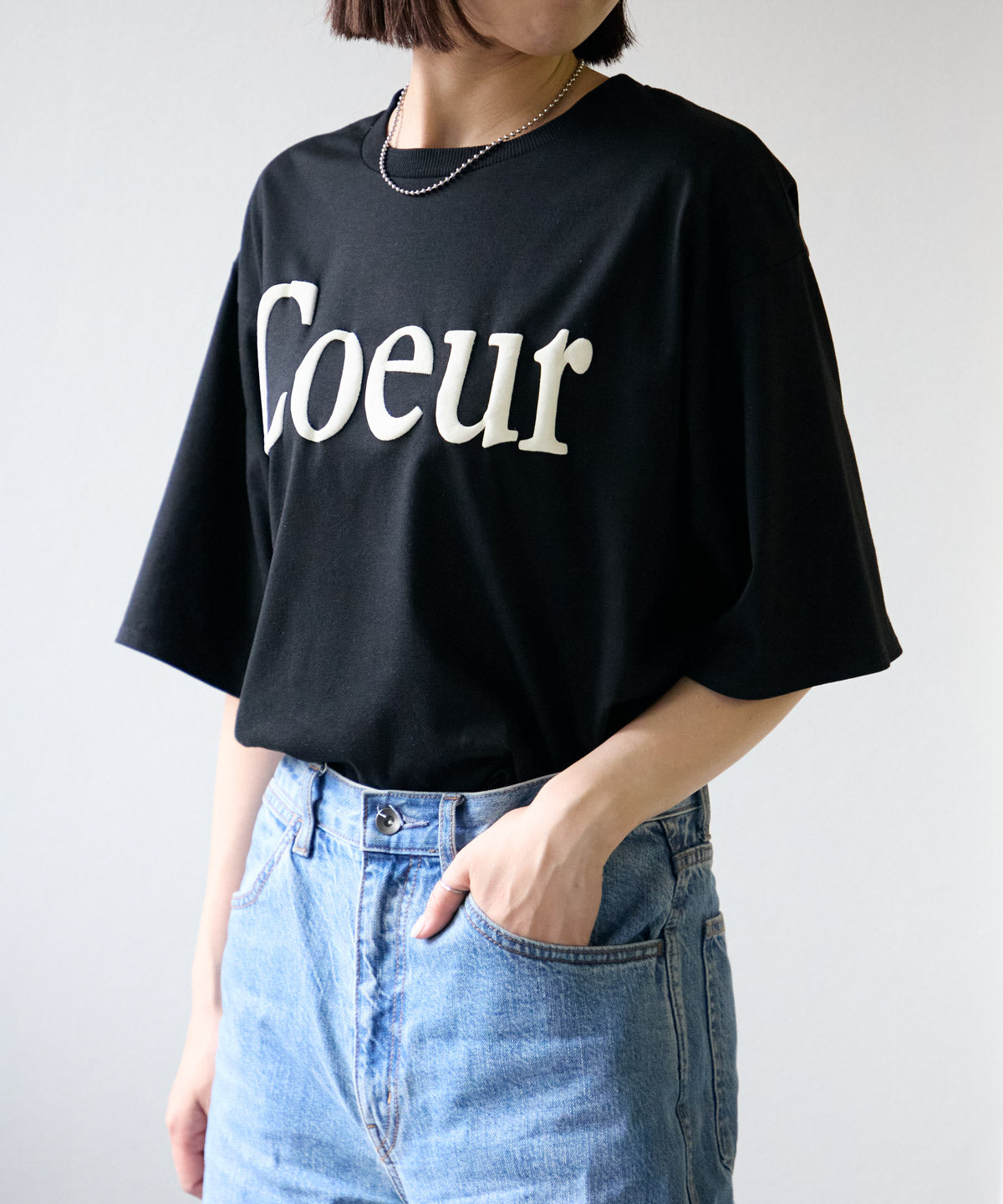 ロゴ発泡プリント半袖Tシャツ