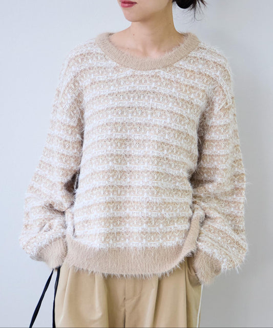 ツイード風ニットプルオーバー
