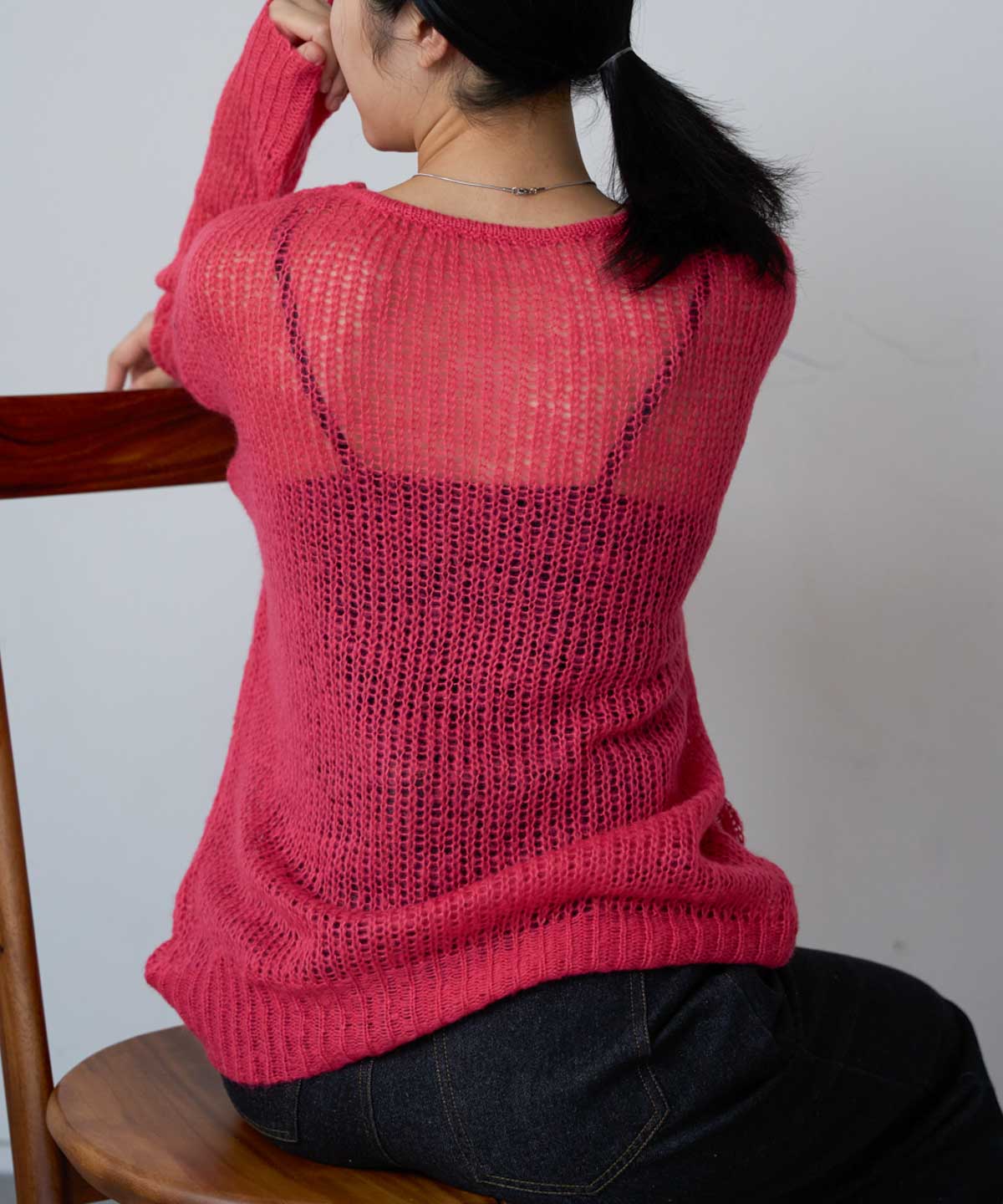 シアーモヘアタッチロングニットプルオーバー