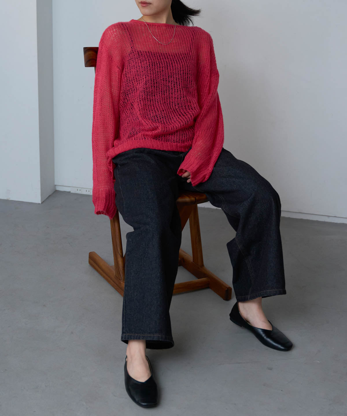 シアーモヘアタッチロングニットプルオーバー