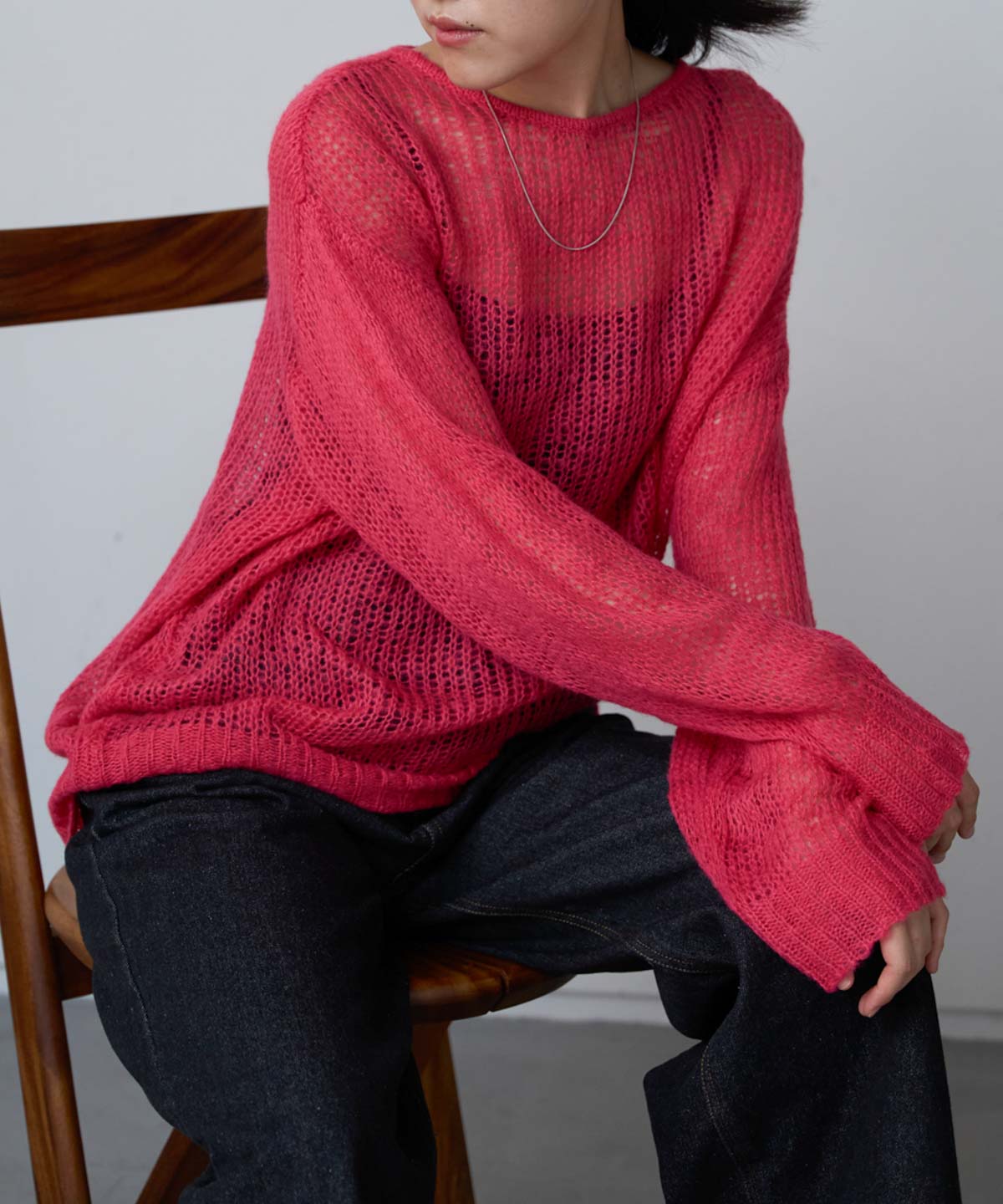 シアーモヘアタッチロングニットプルオーバー